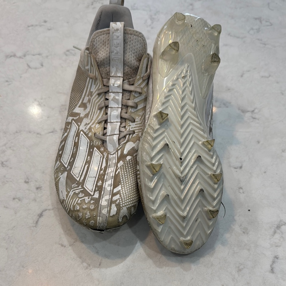 Adidas Tan and White Cleats